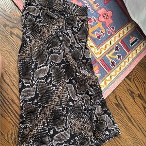 Zara Black and Brown Snake Print Pencil Skirt
